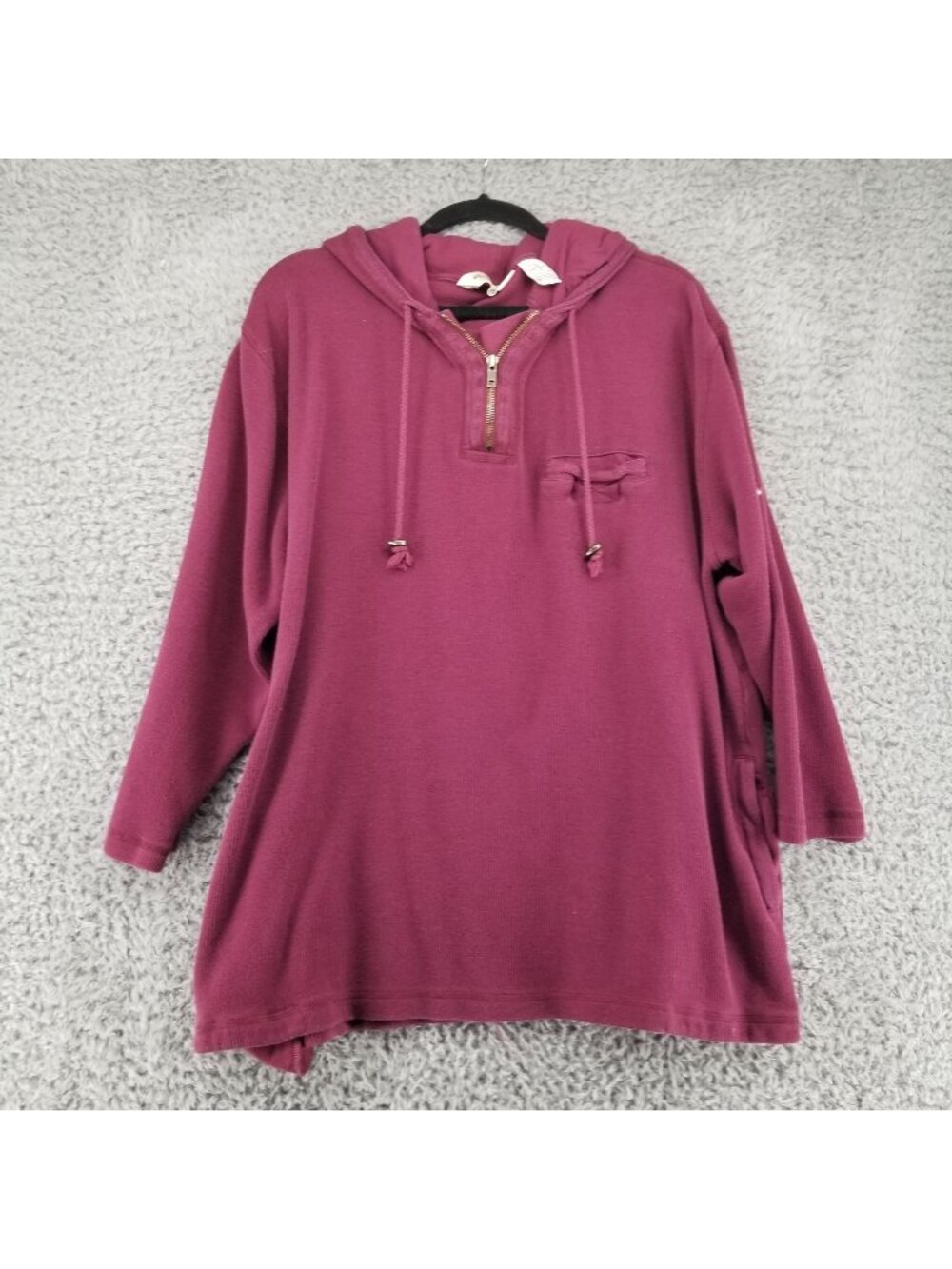 Eddie Bauer Top Womens Large Burgundy Ribbed Pullover Gorpcore Hoodie